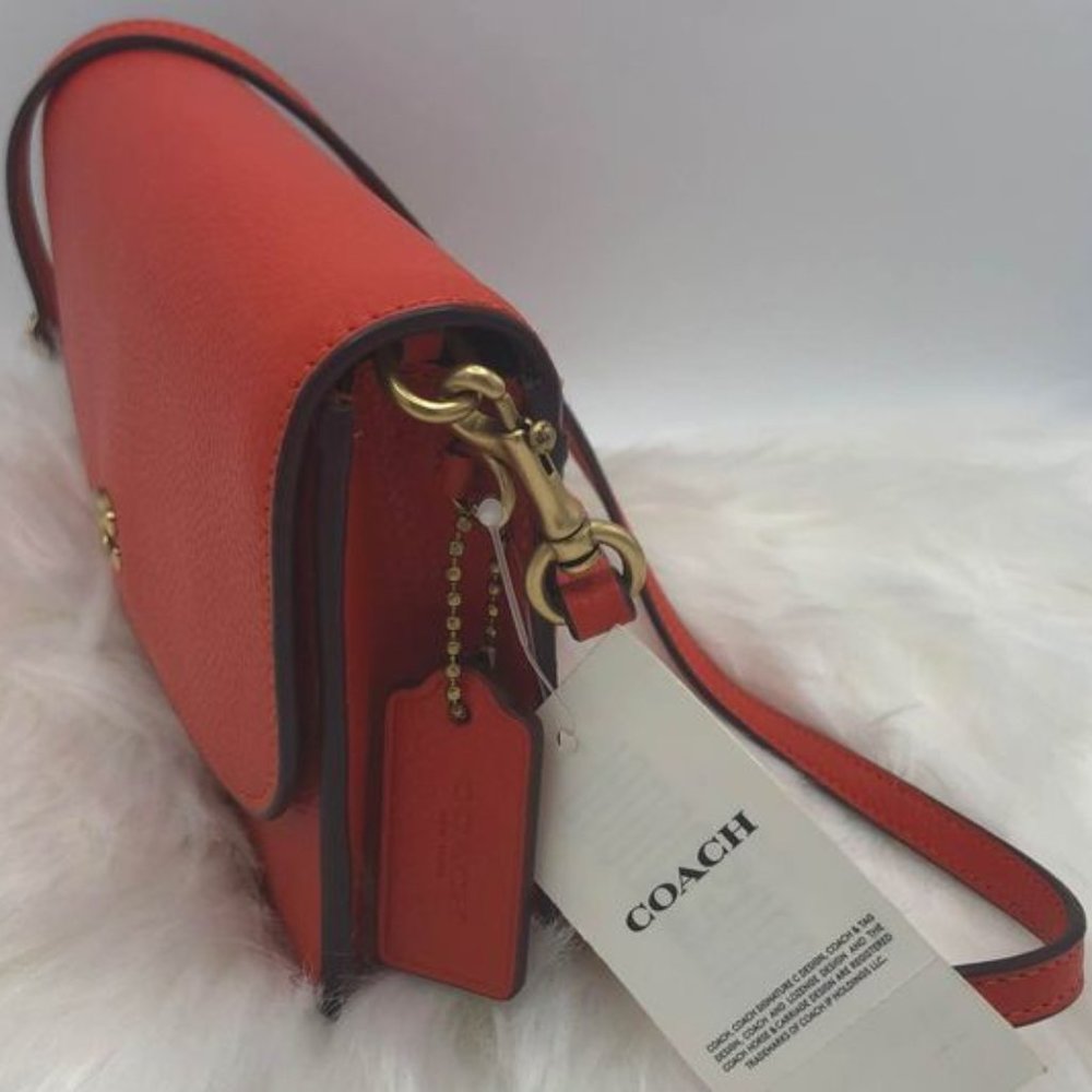 *SOLD* New Coach Polished Pebble Leather Hayden Crossbody - Red/Orange - Picture 5 of 10